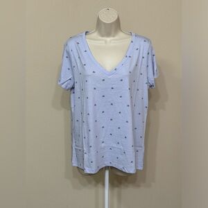 Splendid Women’s Purple Star Print Short Sleeve V-Neck Soft Comfort T-Shirt XL